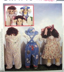 9605 MCCALLS QUIET TIME/ PEEK A BOO 3 25'' CLOTH TODDLER DOLLS, CLOTHES PATTERN